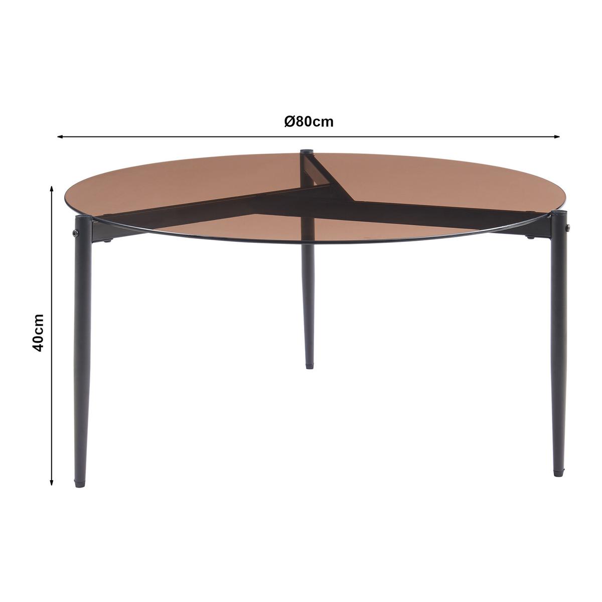 COUCHTISCH Ulökantaa 80/40 cm - Braun, Glas/Metall (40/40/80cm) - [en.casa]