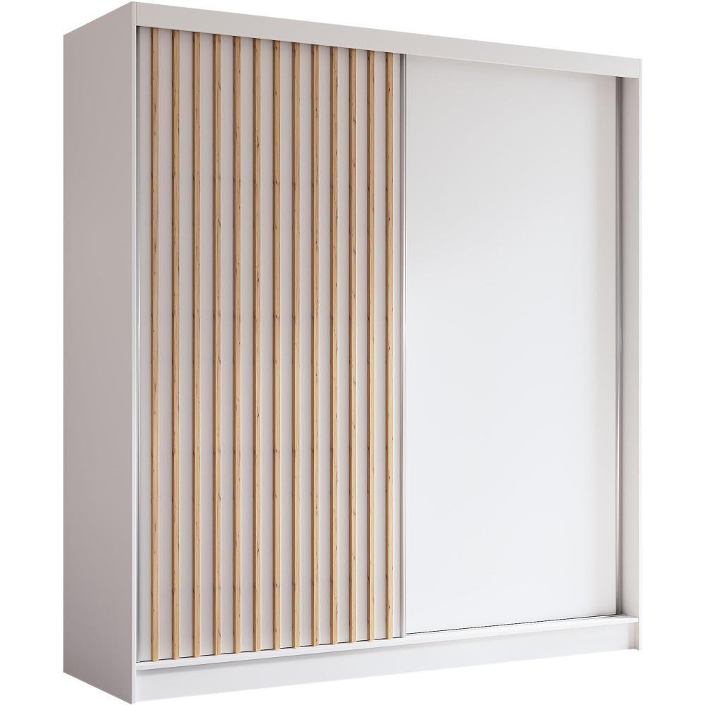 SCHWEBETÜRENSCHRANK Helios II 200/216/61 weiß+eiche Artisan mit Schubladen - Weiß/Eiche Artisan, Holzwerkstoff (200/216/61cm) - Beautysofa