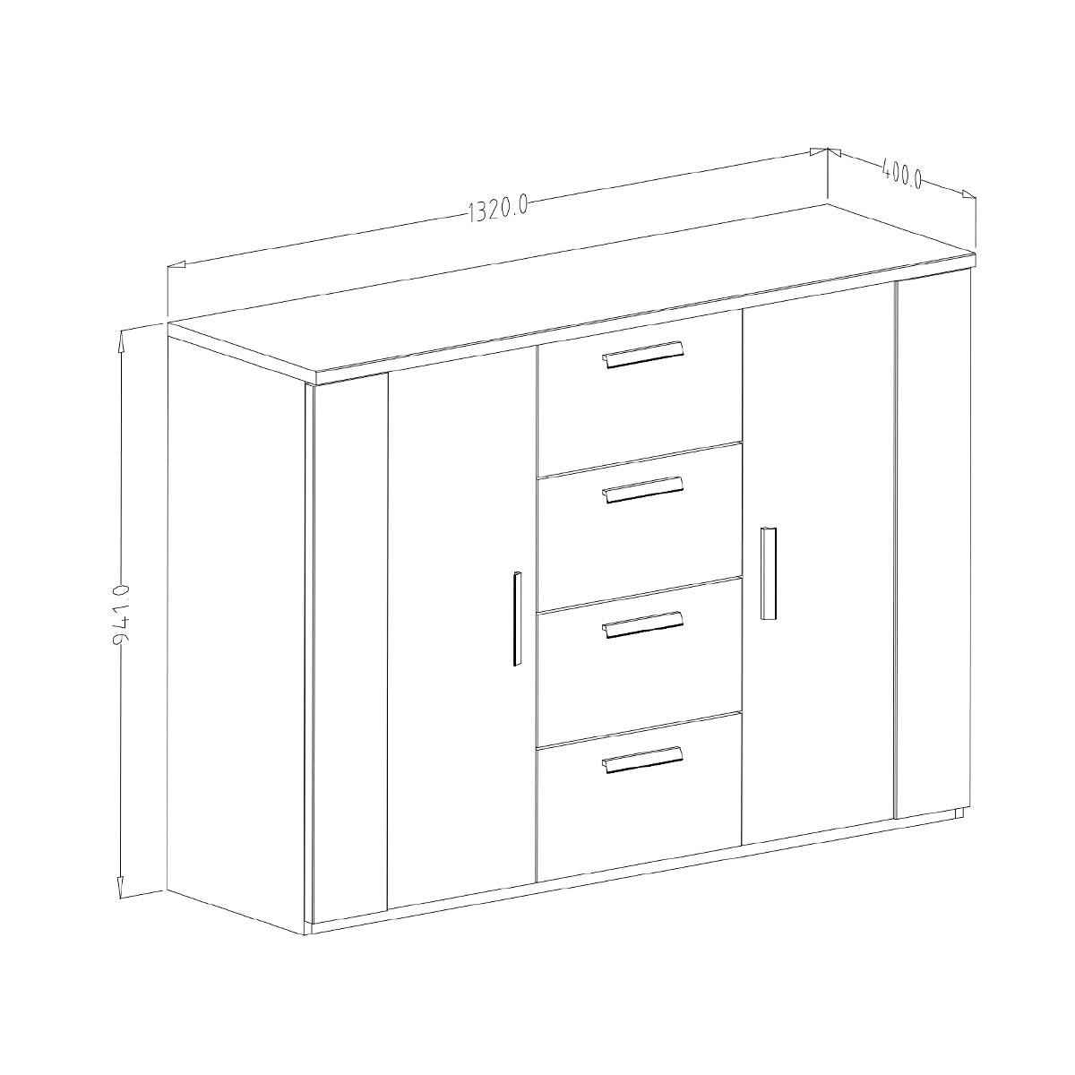 KOMMODE Alec Dunkles Holz und Schwarz - Braun, Holzwerkstoff (132/94.1/40cm) - Petits-meubles