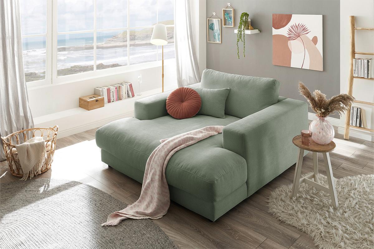 LONGSEAT MADELINE Grün Cord - Schwarz/Olivgrün, Kunststoff/Textil (150/86/170cm) - KAWOLA