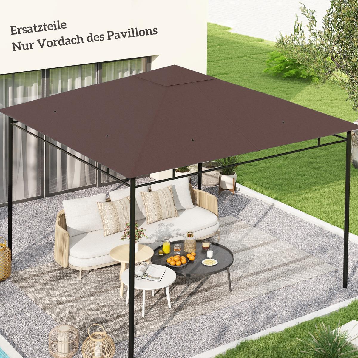 PAVILLON-ERSATZDACH Polyester Kaffee - Braun, Kunststoff (298/1/298cm) - Outsunny