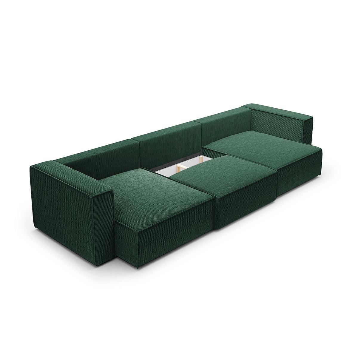 PANORAMASOFA Jimmy 5 Sitzplätze Tannengrün - Grün, Holz (348/77/148cm) - Petits-meubles