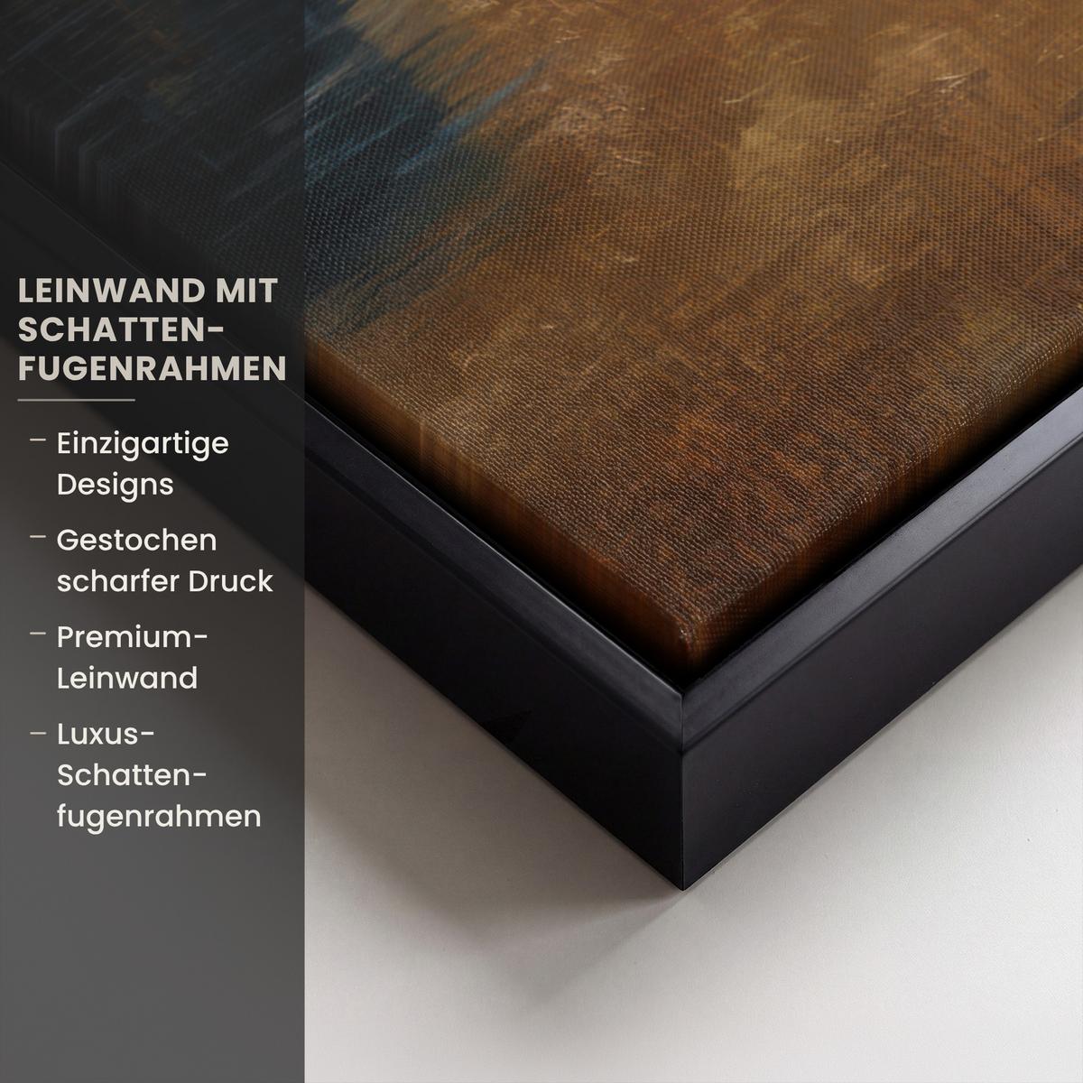 LEINWAND Bilder mit Rahmen - Bergkulisse mit goldenem Sonnenuntergang - 60x80 - Goldfarben, Textil (60/80cm) - MuchoWow