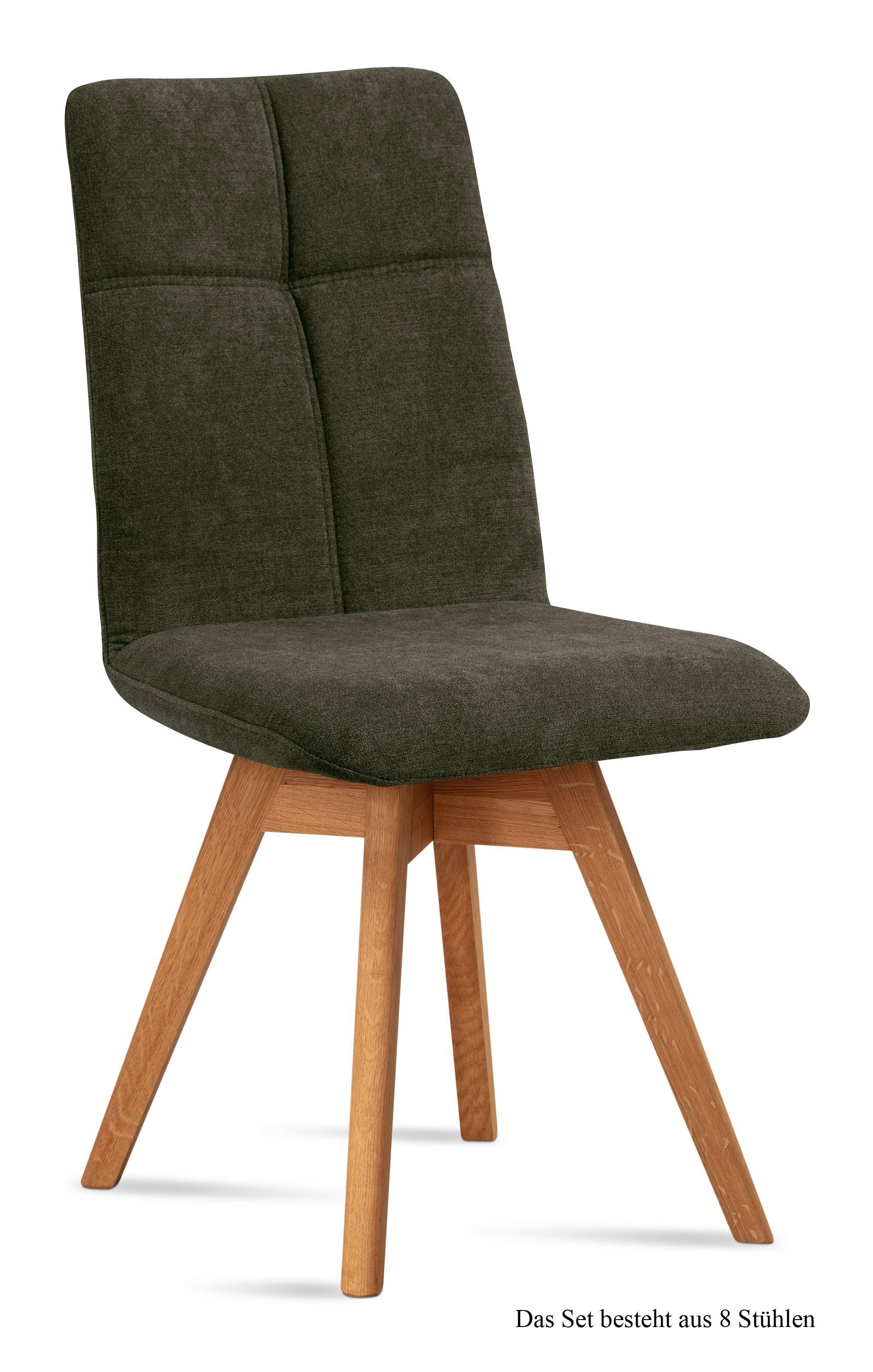 ESSZIMMERSTUHL drehbar (8er-Set) Dorea 47x92x60 Eiche geölt/Khaki - Dunkelgrün/Eichefarben, Kunststoff (60/92/47cm) - 58aufmkessel