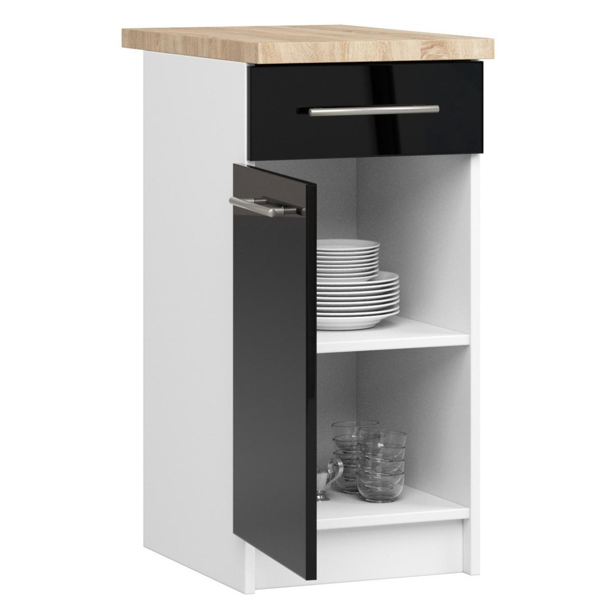 UNTERSCHRANK Weiß, Schwarz Glanz 85/40/46 - Weiß, Holzwerkstoff (40/85/46cm) - RAUMHIRSCH FURNITURE