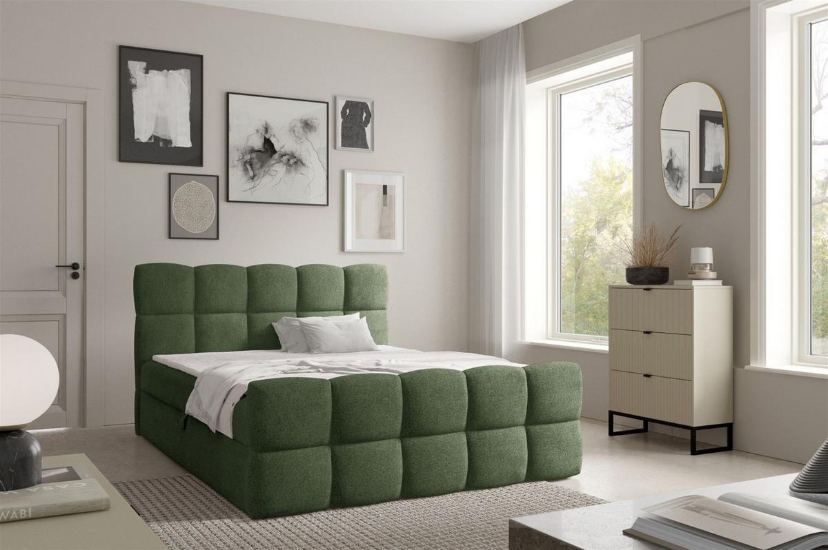 BOXBETT Satine In überlänge - Grün, Holzwerkstoff/Textil (120/220cm) - Fun Möbel