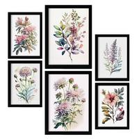 POSTER Set Mit 6 Landblumen Vollfarbige Blumenmotiven A3 & A4 Rahmenlos - Klar, Papier (29/3cm) - Nacnic