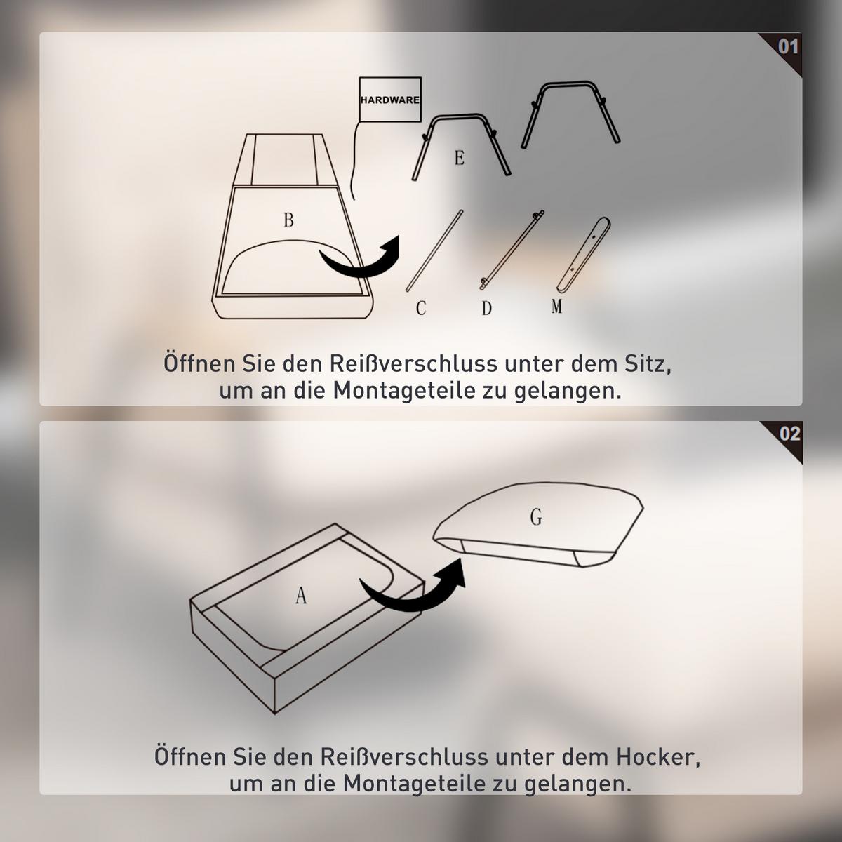 RELAXSESSEL mit Hocker Sessel mit Verstellbar Rückenlehne, Kissen für Wohnzimmer - Beige, Kunststoff (68/88/91.5cm) - HOMCOM