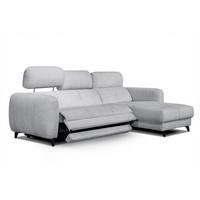 ECKSOFA SVEN 3-Sitzer, 1 Relax XL, verstellbare Kopfstützen, hellgrau - Hellgrau/Schwarz, Holzwerkstoff/Textil (256/163cm) - Wozimo