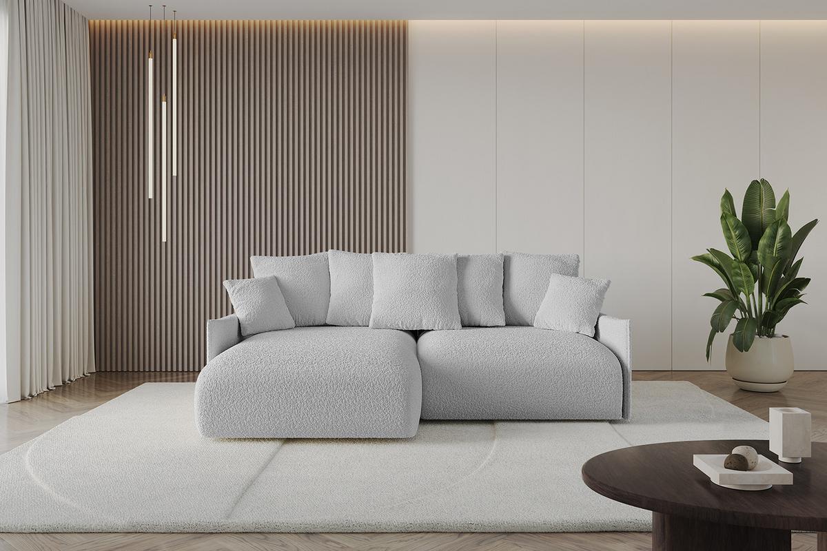 ECKSOFA Ottomane links ONESK-L -v1 216x177x72 Hellgrau Bouclé - Hellgrau, Holzwerkstoff/Kunststoff (216/177cm) - ALTDECOR