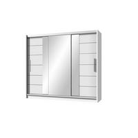 SCHWEBETÜRENSCHRANK KAYLE 250/215/61 cm 3-türig mit Spiegel Weiß - Weiß, Holzwerkstoff (250/215/61cm) - MASSENO