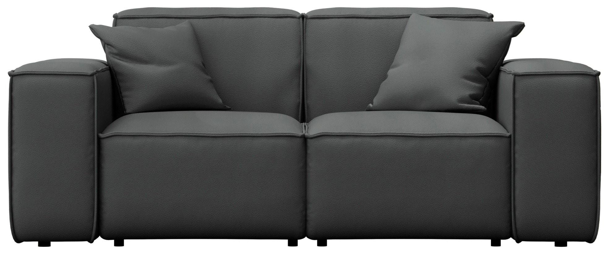 GARTENSOFA Lorento Outdoor 2-Sitzer, Dunkelgrau Kunstleder 186/73/92 cm - Dunkelgrau, Textil (186/73/92cm) - WFL GROUP