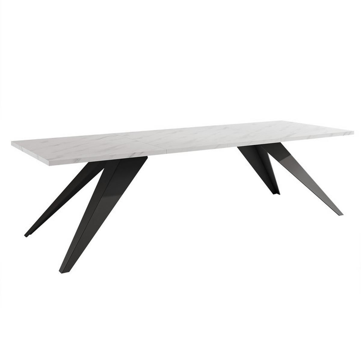 AUSZIEHTISCH XANDRO 160/90/76 cm mit Metallgestell, Schwarz / Bianco - Perlmutt/Schwarz, Holzwerkstoff/Metall (90/160/76cm) - Idohome