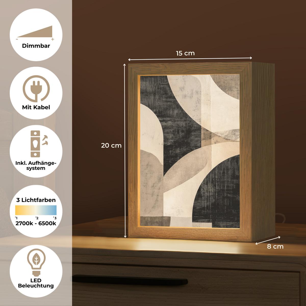 WANDLEUCHTE Abstrakt - Formen - Modern - Beige 15x20 cm - Grau, Holzwerkstoff (15/20/8cm) - OnlyWow