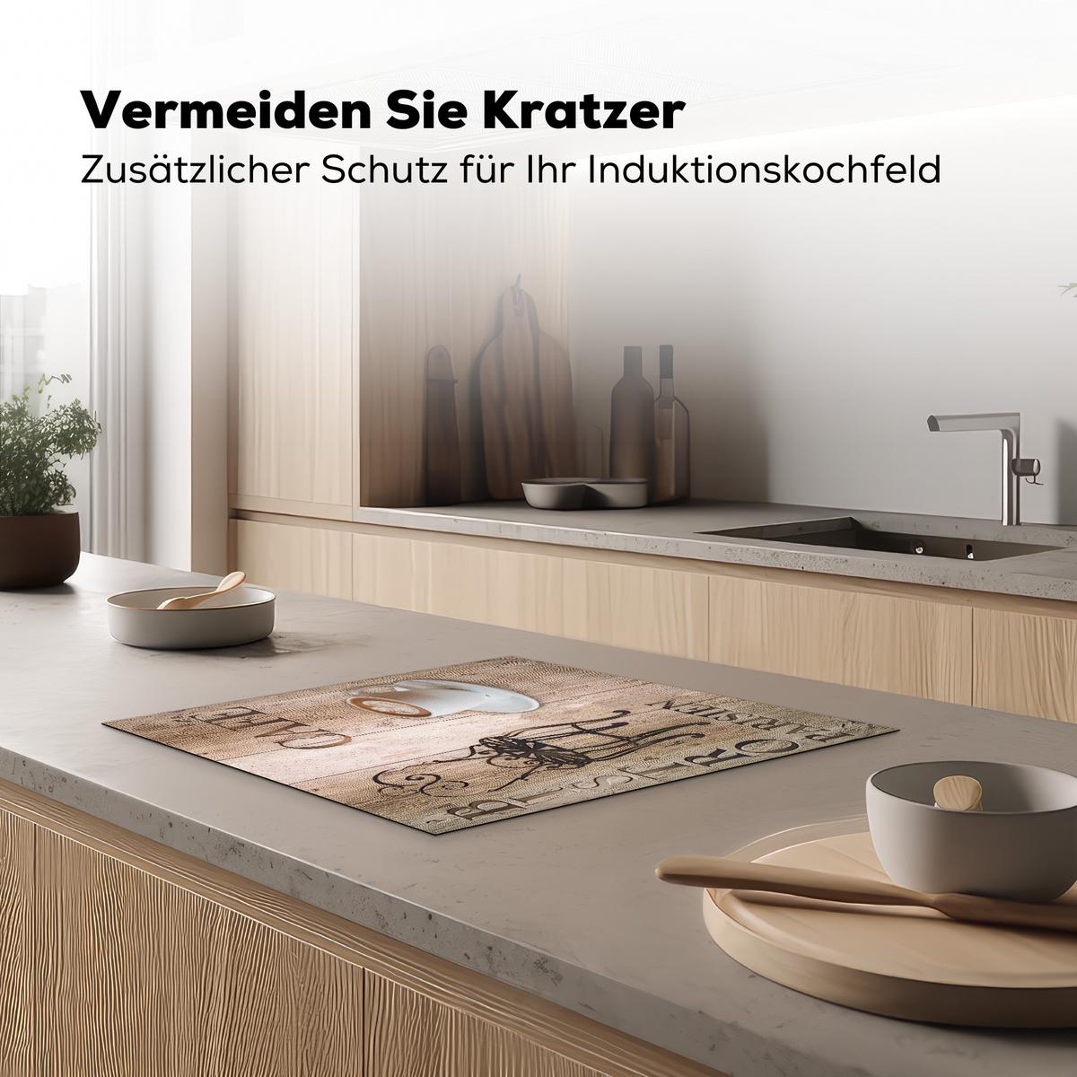 HERDABDECKPLATTE Bistro Parisien - Café - Kaffee - Jahrgang Abdeckung Ceranfeld 57.6x51.6 cm - Cappuccino, Kunststoff (57.6/51.6/0.2cm) - MuchoWow