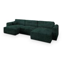 WOHNLANDSCHAFT FENTO Grün Kordstoff mit Schlaffunktion - Grün, Holz (347/90/148cm) - MASSENO