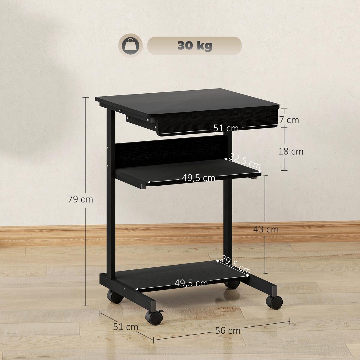SCHREIBTISCH Spanplatte Metall Schwarz - Schwarz, Holzwerkstoff/Metall (56/51/79cm) - HOMCOM