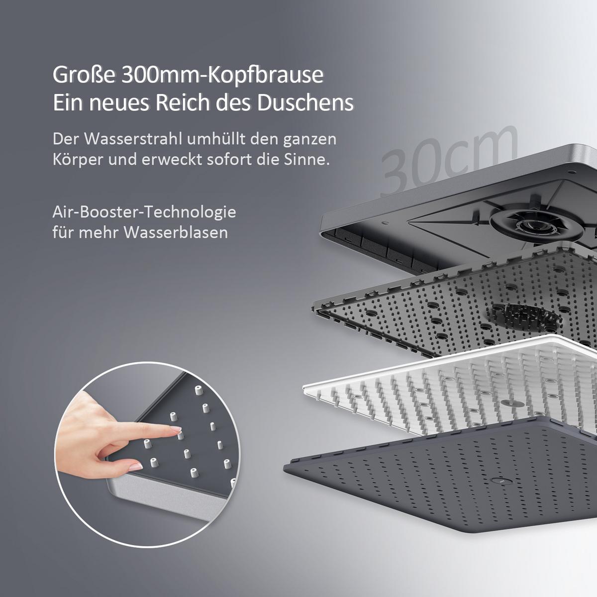 ÜBERKOPFBRAUSESET mit Thermostat höhenverstellbar Anthrazit 112,7/46 cm - Anthrazit, Metall (36/118/46cm) - EMKE