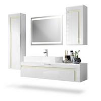 BADMÖBELSET Aloha Absetzungen in Creme Hochglanz - Creme, Holzwerkstoff (210/185/51cm) - Vladon