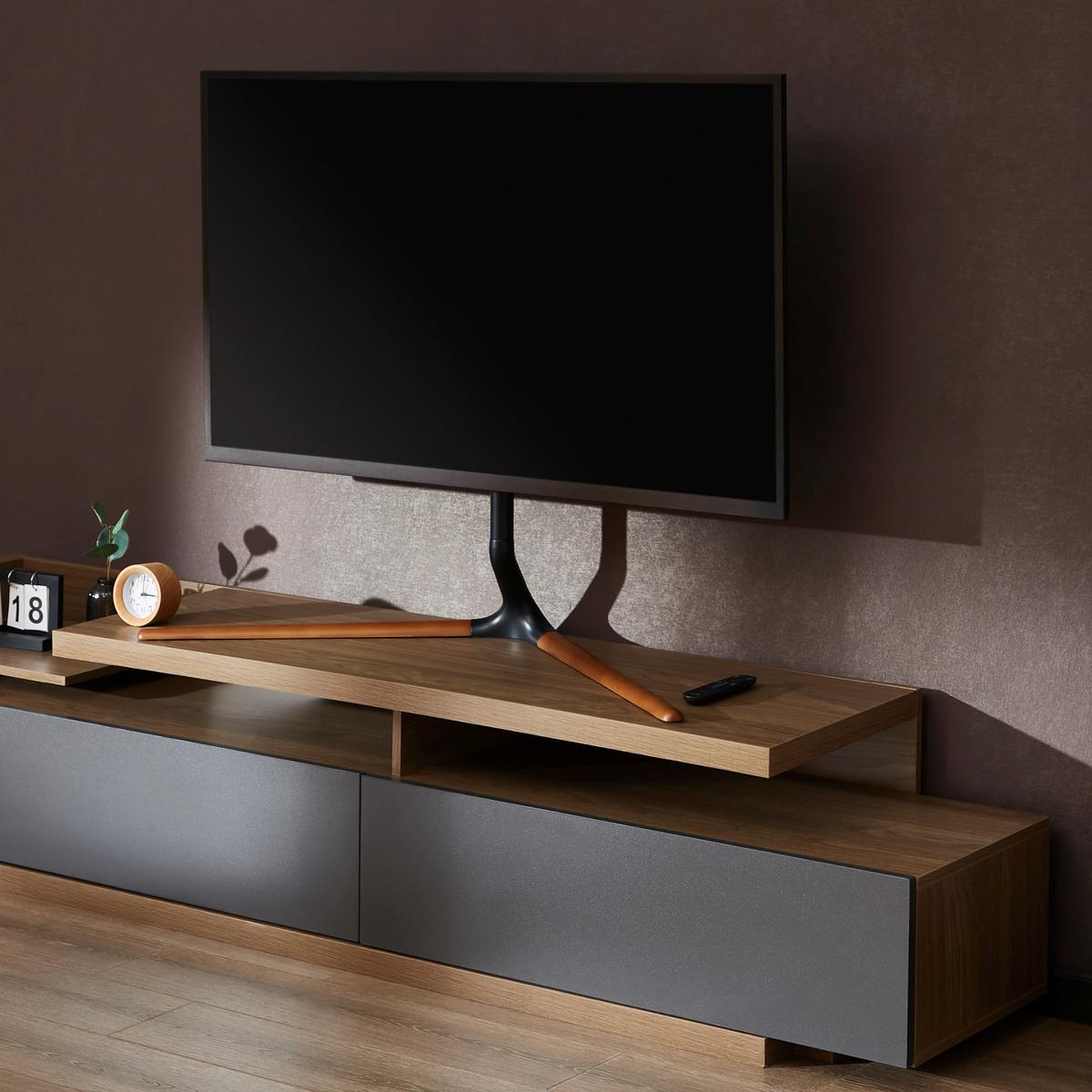 TV-STANDFUSS Ystad - Buchefarben/Schwarz, Holz/Kunststoff (97/76.5/35cm) - pro.tec