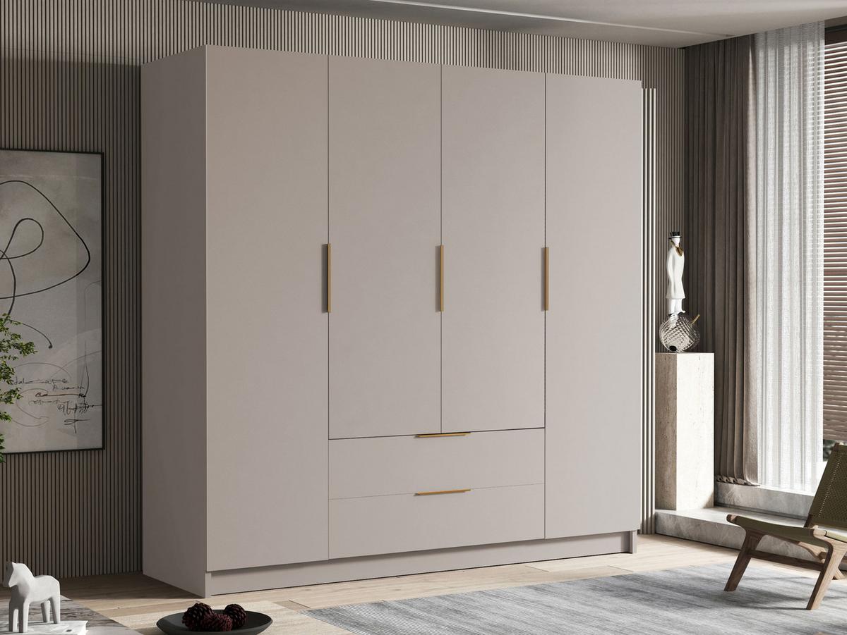 KLEIDERSCHRANK Sofia I - Kaschmir/Goldfarben, Holzwerkstoff/Kunststoff (200/216/60cm) - MIRJAN24