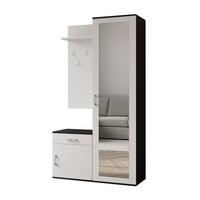 GARDEROBENSCHRANK Magnola Schwarz Weiß 100/180,5/35 cm – Modern, mit Spiegel und viel Stauraum - Schwarz/Weiß, Holzwerkstoff/Kunststoff (100/180.5/35cm) - AX Living