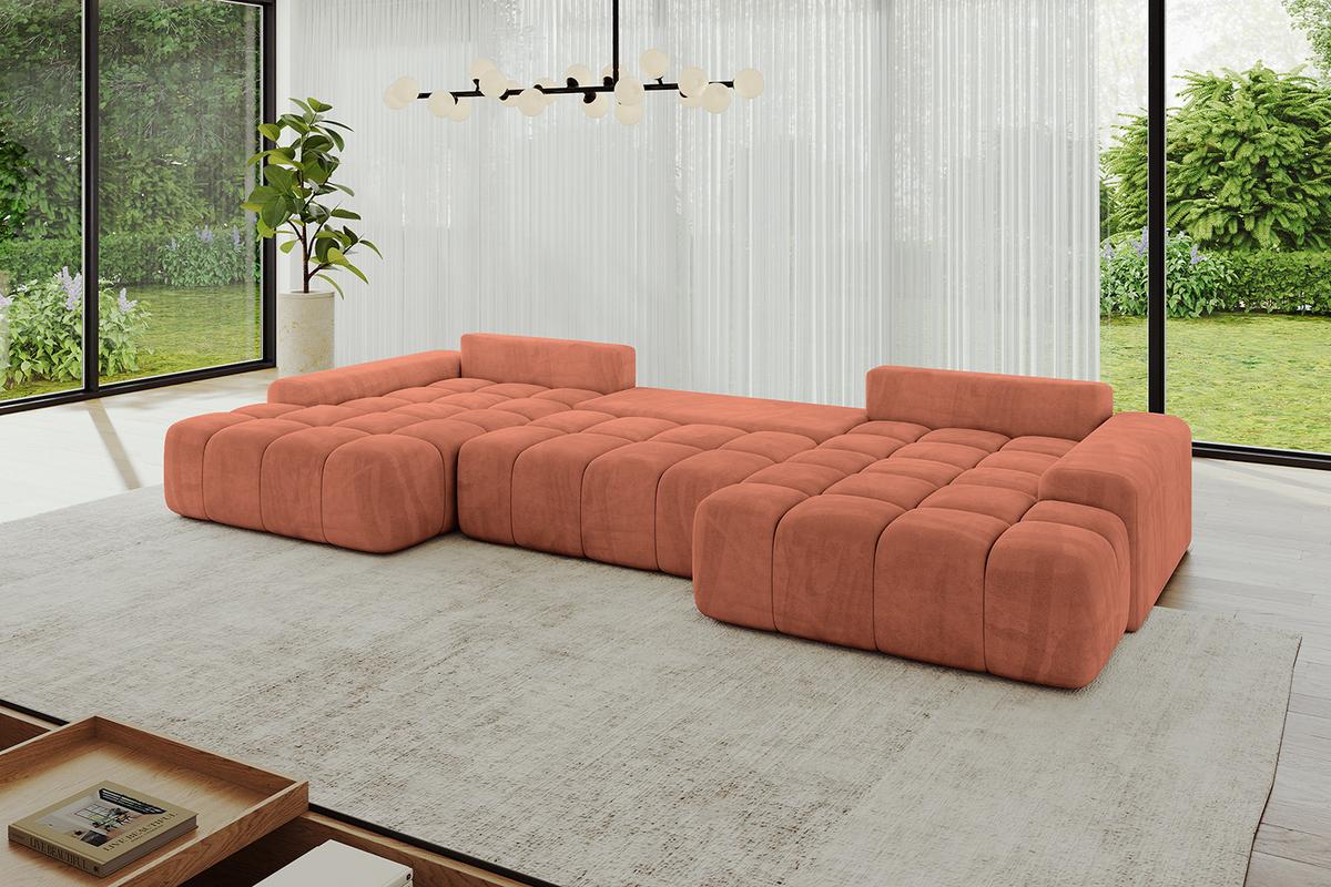 WOHNLANDSCHAFT ENSI-U - 353x164x69 cm Koralle - Koralle, Holzwerkstoff/Kunststoff (357/69/164cm) - ALTDECOR