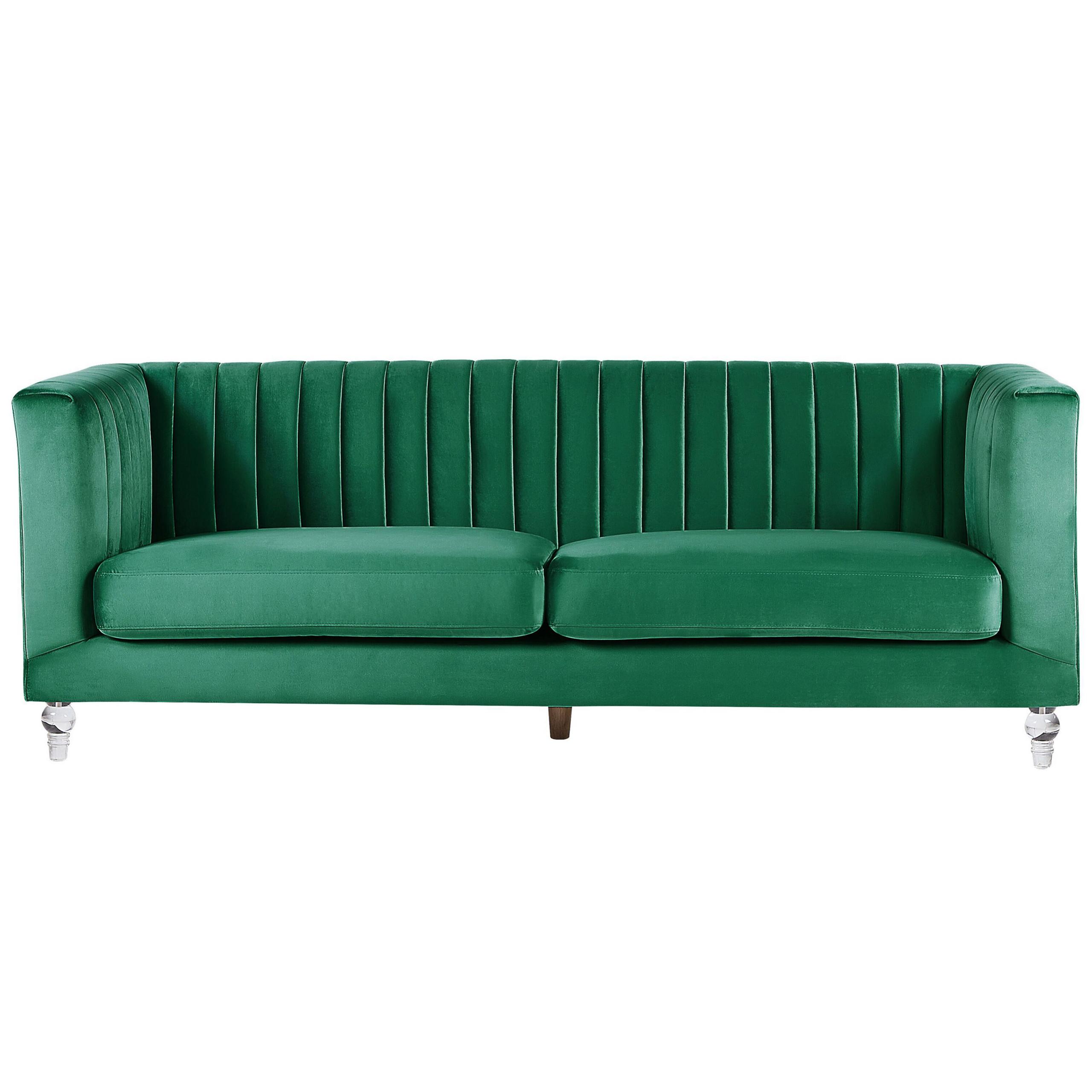 3-SITZER-SOFA Samtstoff Grün Arvika - Grün, Textil (204/75/78cm) - Beliani