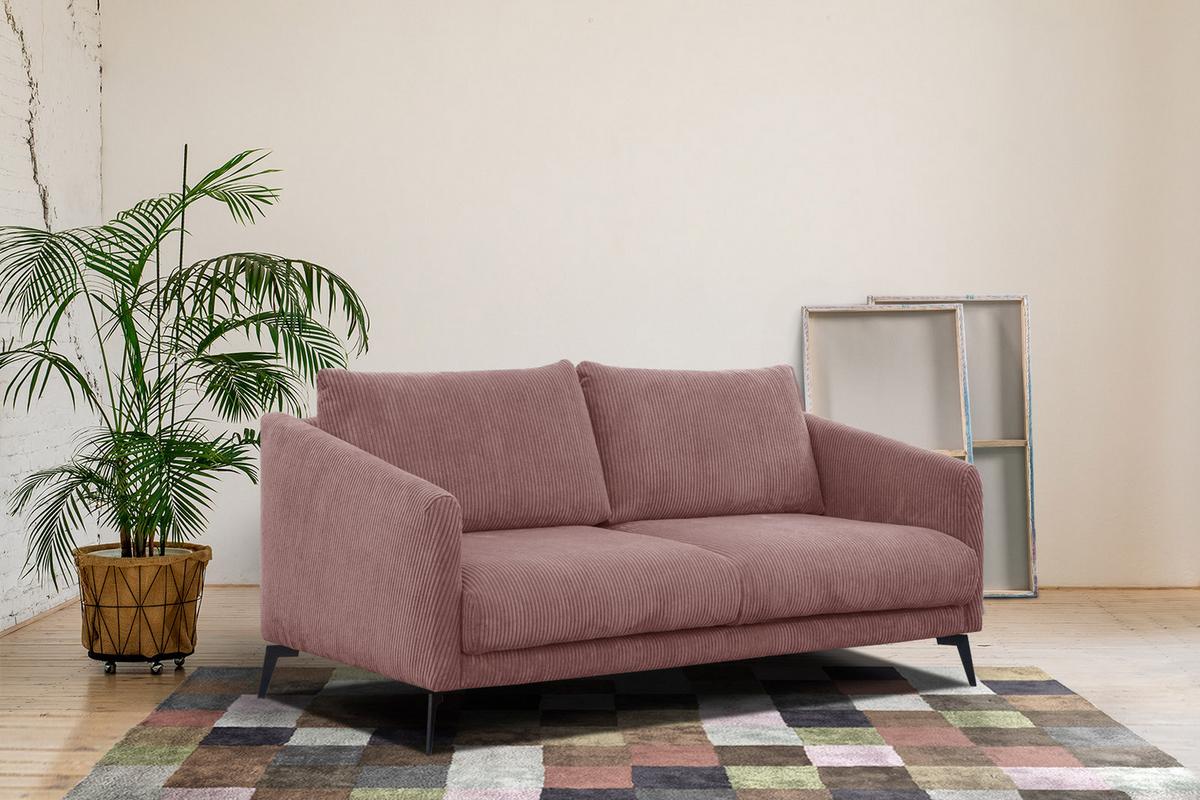 SOFA VILT 2,5-Sitzer, altrosa - Altrosa/Schwarz, Holzwerkstoff/Textil (202/89/94cm) - Wozimo