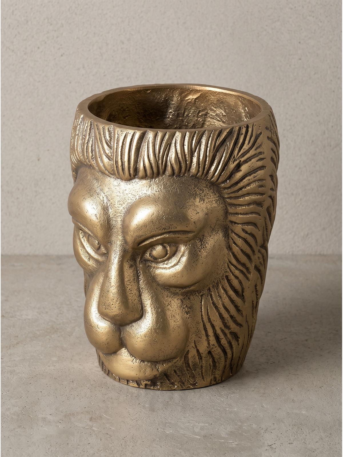 METALLVASE DENDER, Aluminium, handgefertigt, Gold, Ø 18 x 21 cm - Goldfarben, Metall (21cm) - KADIMA DESIGN