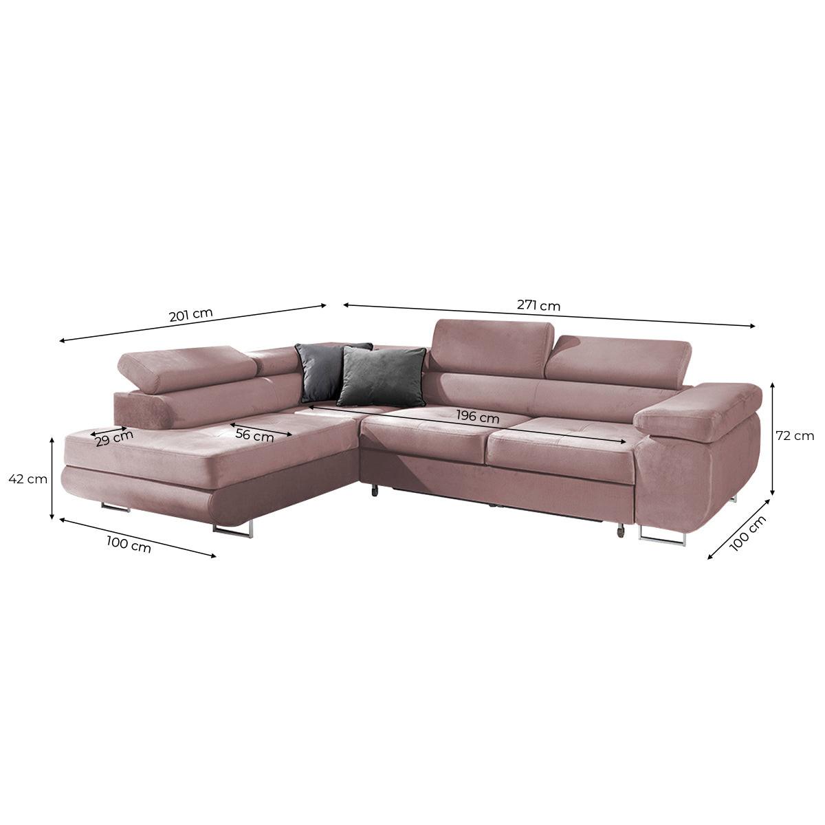 ECKSOFA Wilson 4 Sitzplätze Rose - Rosa, Textil (271/201cm) - Petits-meubles