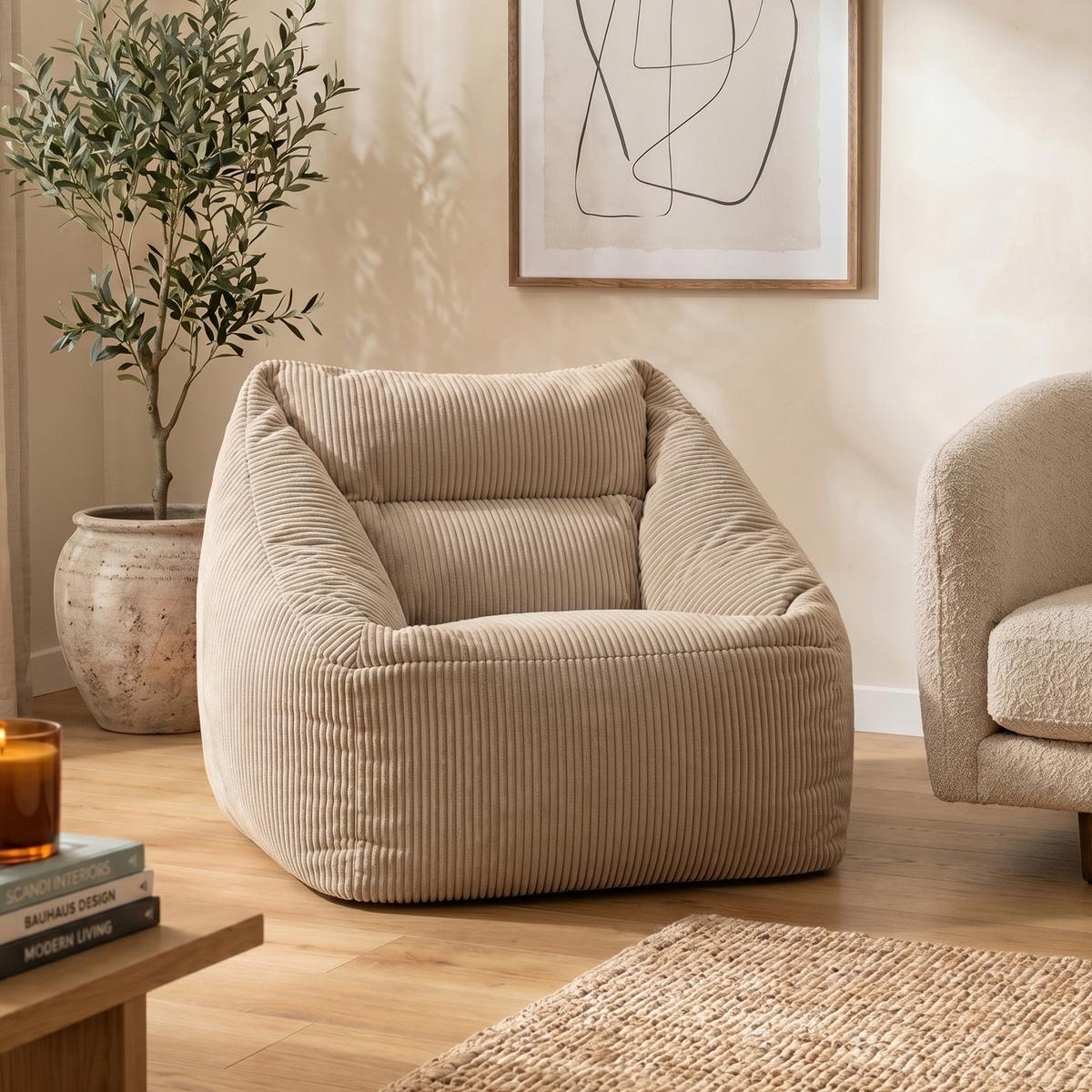 SITZSACK Cord Sessel Natalia - Beige, Textil (97/73/84cm) - icon