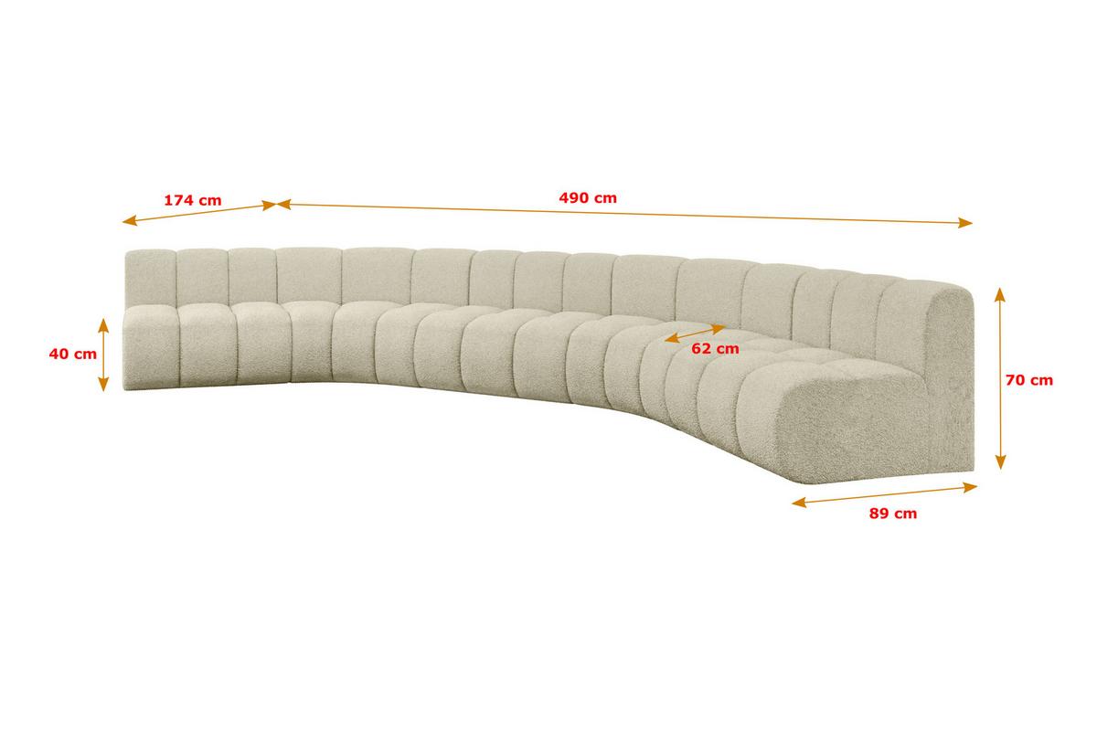 WOHNLANDSCHAFT modulares Sofa Montra-U1 - 490x174x70 cm Beige - Beige, Holzwerkstoff/Textil (490/70/174cm) - ALTDECOR