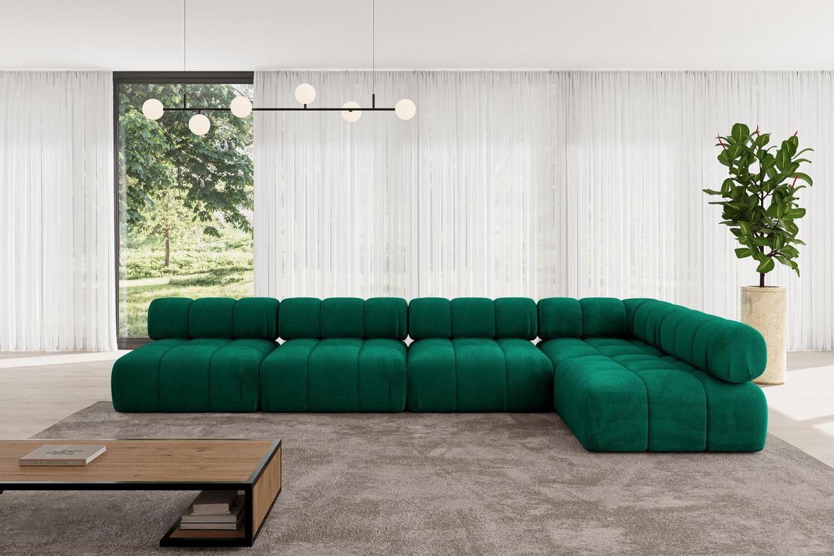 ECKSOFA modulares Sofa Samaro-L3 - 380x190x70 cm Dunkelgrün Velours - Dunkelgrün, Holzwerkstoff/Textil (380/190cm) - ALTDECOR