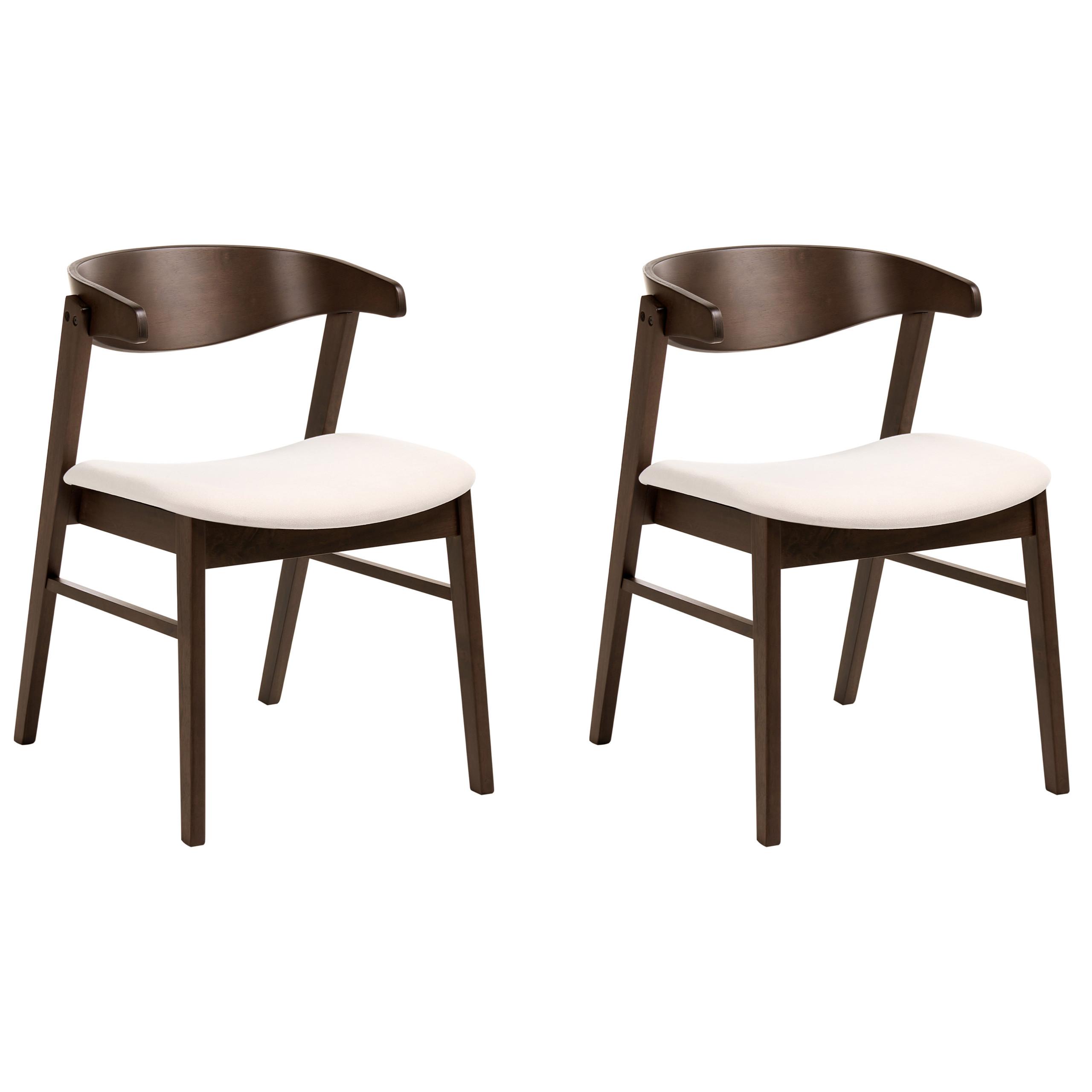 ESSZIMMERSTUHL 2er-Set Stoff Dunkelbraun/Cremeweiß Lilly - Dunkelbraun, Holz (49/73/59cm) - Beliani