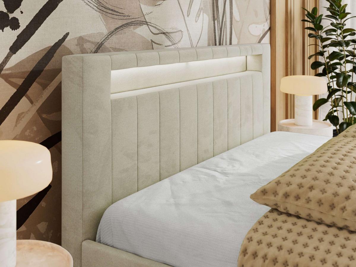 POLSTERBETT GOLD 5 CLASSIC 200/200 - Beige Velvet - Multipocket-Matratze - Beige, Textil (200/200cm) - MKS