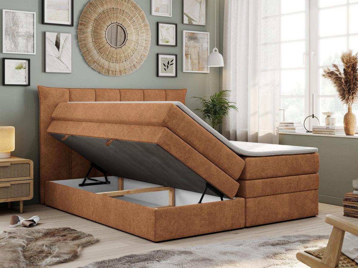 BOXSPRINGBETT PREMIUM 10 KING 180/200 Orange Struktur - H3 - Orange, Holz/Textil (180/200cm) - MKS