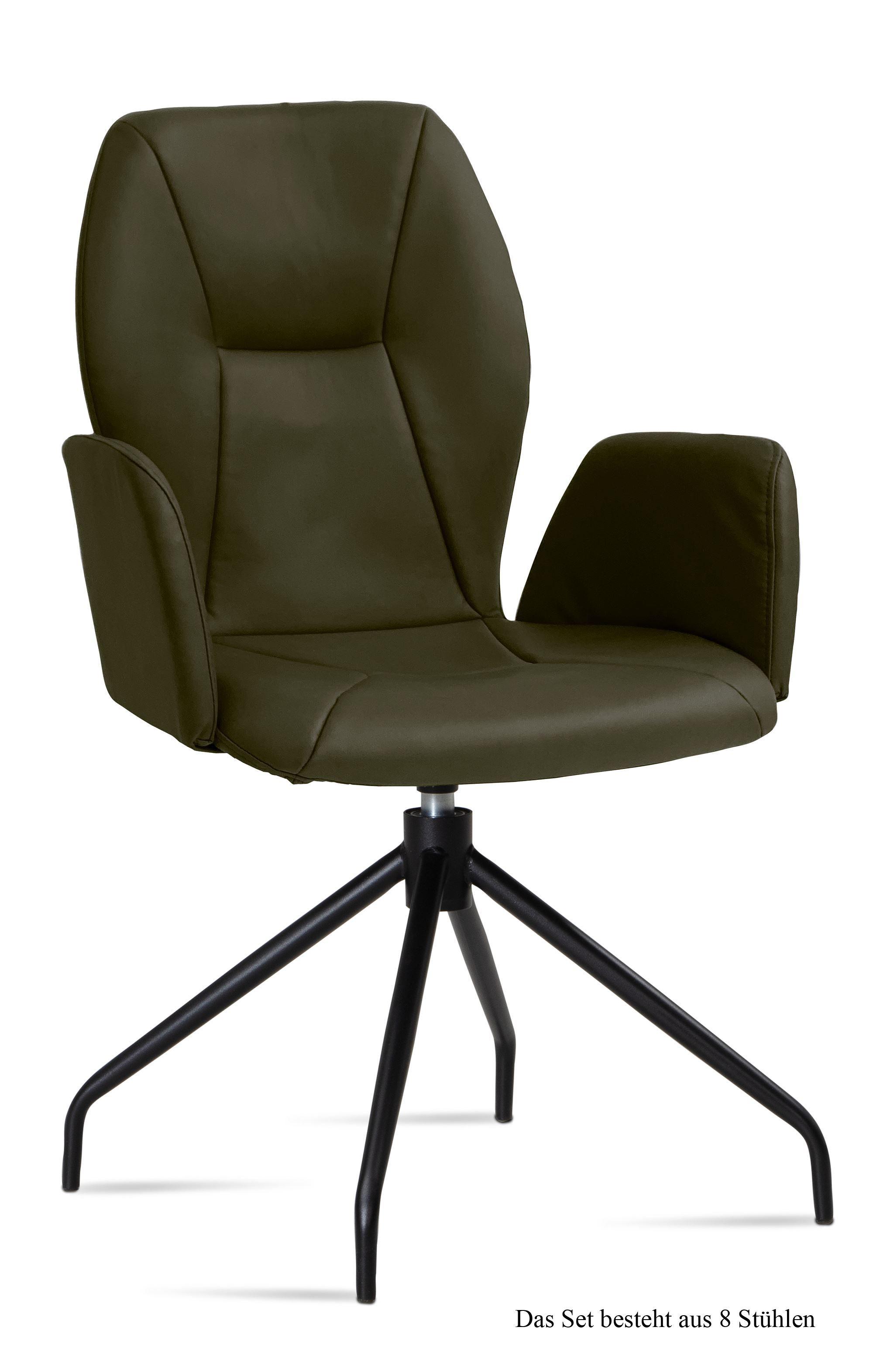 ARMLEHNSTUHL drehbar (8er-Set) Dorett 58x92x60 Schwarz/Khaki - Dunkelgrün/Schwarz, Kunststoff (60/92/58cm) - 58aufmkessel