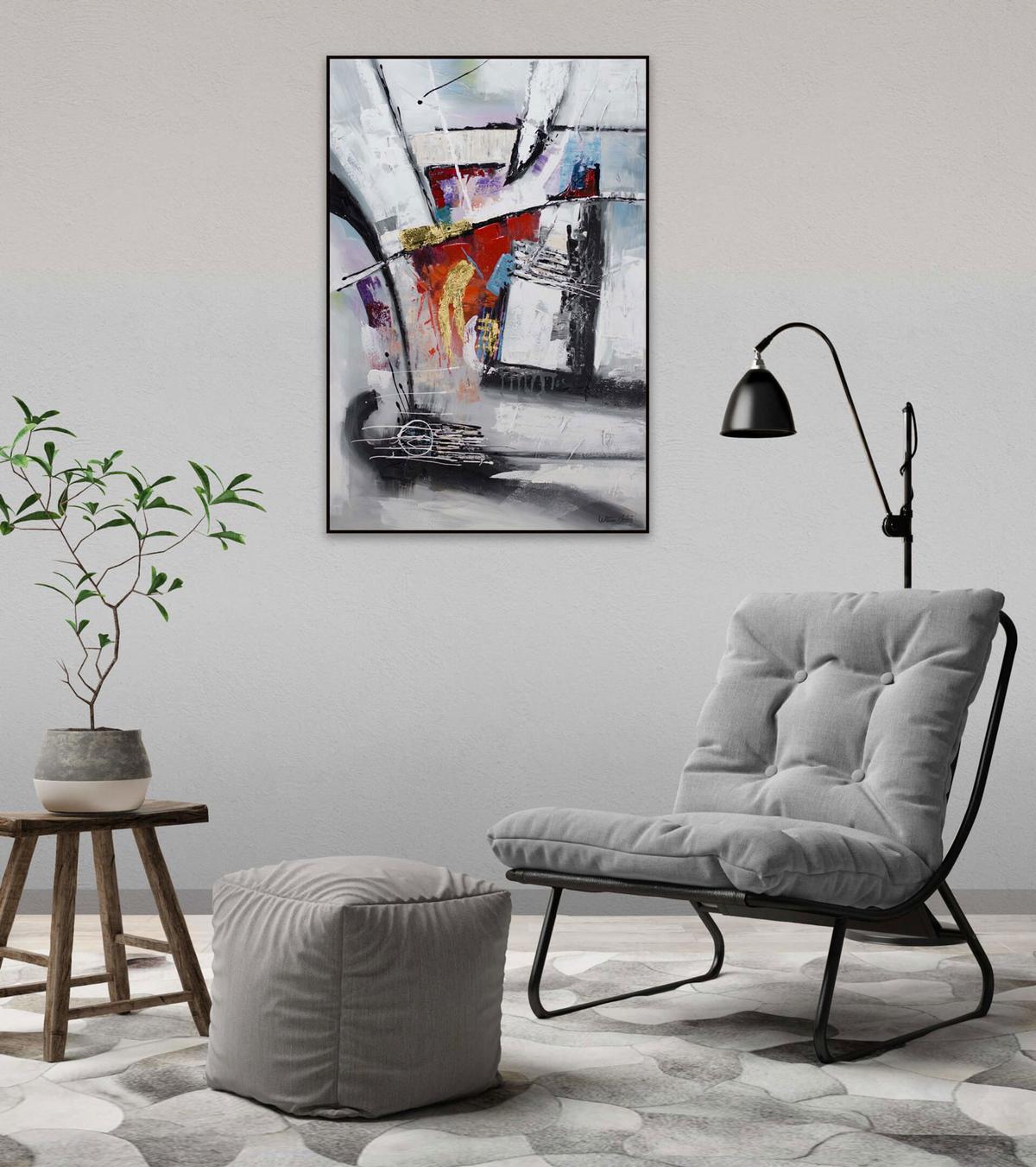ACRYLBILD HANDGEMALT 80/120 cm - Multicolor/Grau, Holz/Textil (80/120cm) - KUNSTLOFT