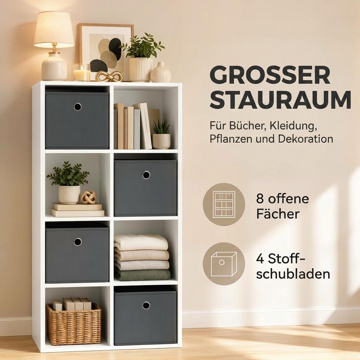 BÜCHERREGAL Spanplatte Weiß - Weiß, Holzwerkstoff (30/53.7/105.9cm) - HOMCOM