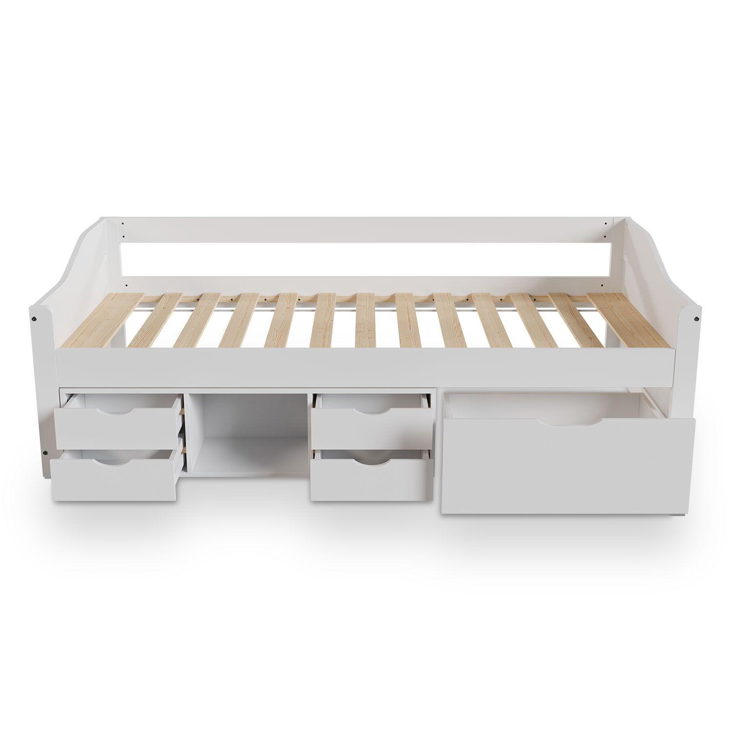 KINDER-FUNKTIONSBETT Nalu weiß 90x200 cm - Weiß, Holz (90/200cm) - Juskys