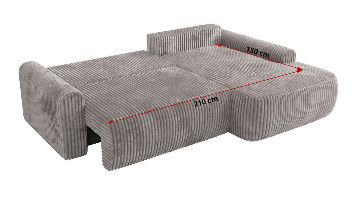 ECKSCHLAFSOFA CUBO L Grau Cord - links - Schwarz/Grau, Kunststoff/Textil (273/187cm) - MKS