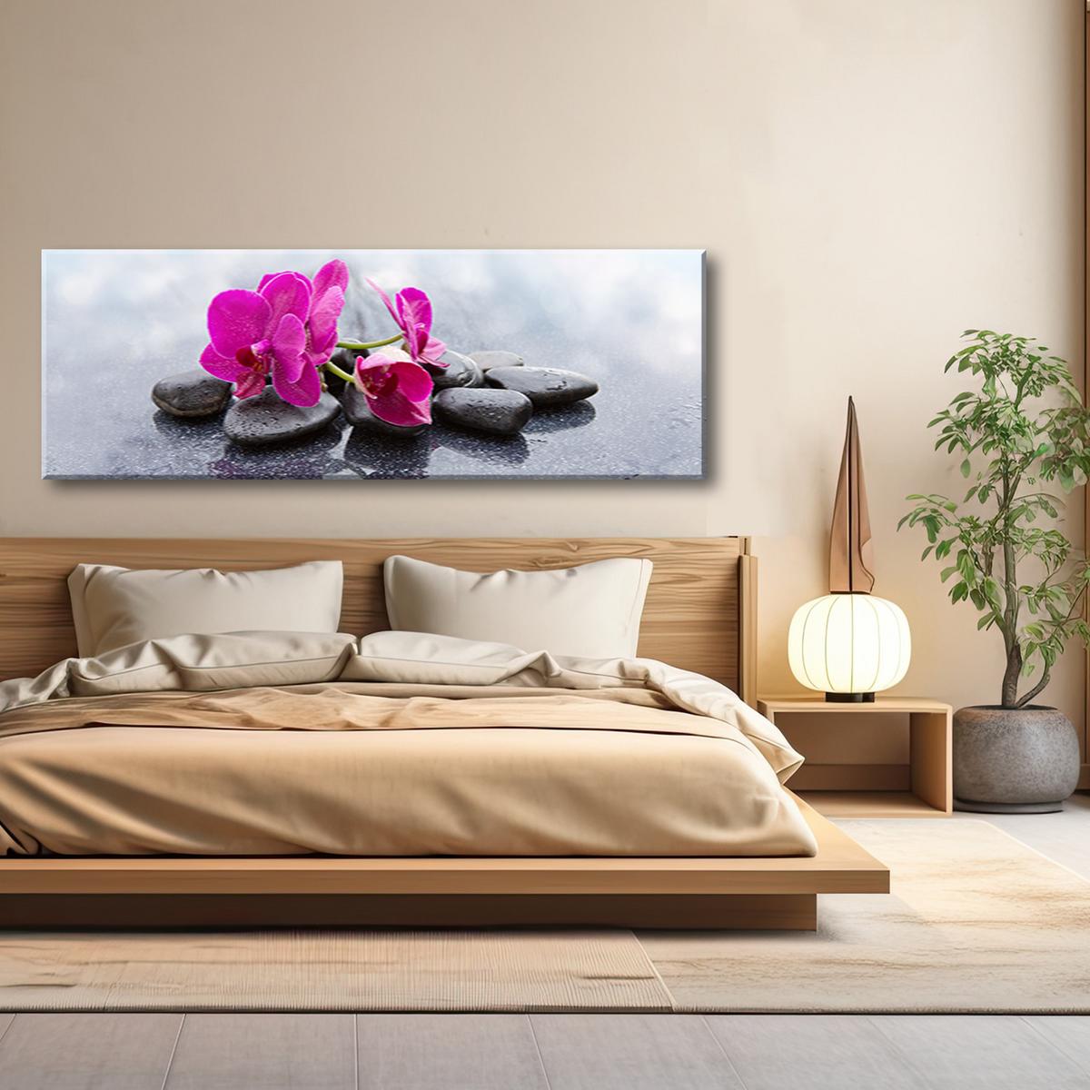 WANDBILD rosa blume orchidee - Pink, Textil (90/30cm) - Feeby