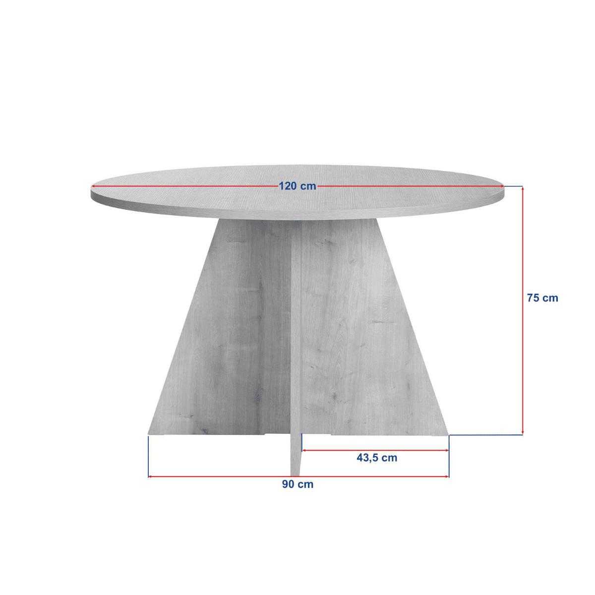 ESSTISCH mit rundem Tischplatte D120 cm 120/120/75 cm - Naturfarben, Holzwerkstoff (125/120/75cm) - Calicosy