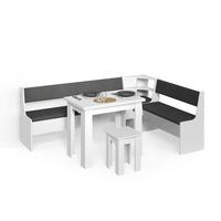 ECKBANKGRUPPE Tiberio Weiß 210 x 150 cm mit Tisch - Weiß, Holzwerkstoff (210/80/150cm) - Livinity®