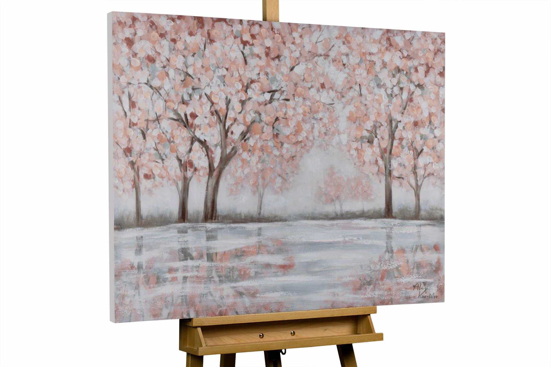 ACRYLBILD HANDGEMALT 100/75 cm - Pink/Grau, Holz/Textil (100/75cm) - KUNSTLOFT