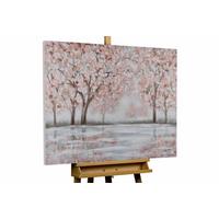 ACRYLBILD HANDGEMALT 100/75 cm - Pink/Grau, Holz/Textil (100/75cm) - KUNSTLOFT