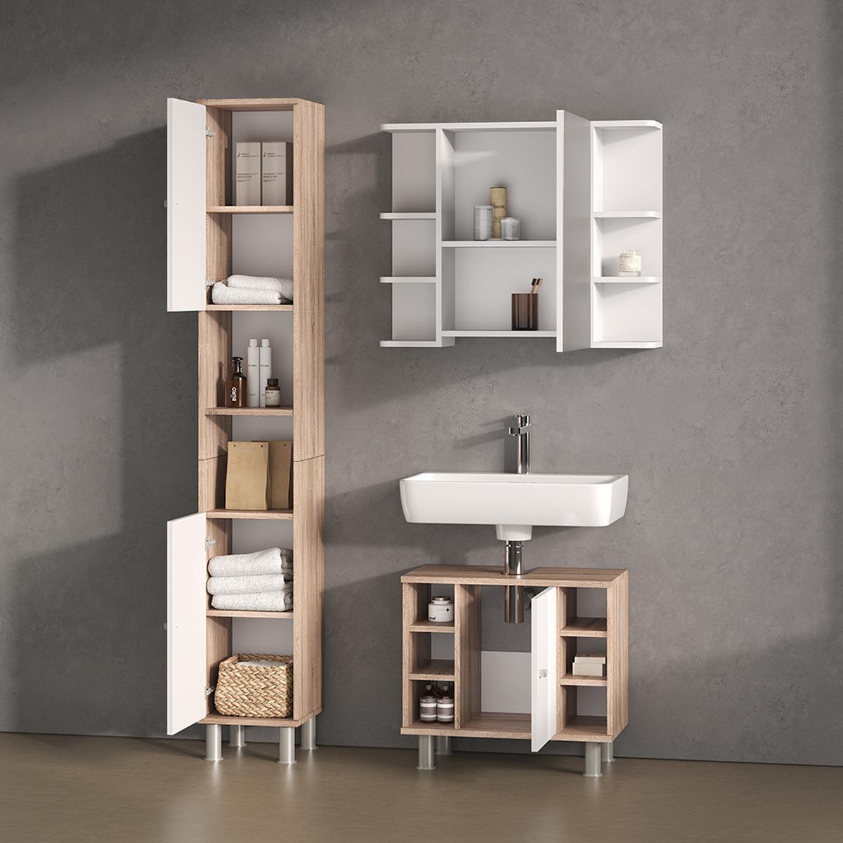 WASCHBECKENUNTERSCHRANK Fucino Sonoma 60 x 54 cm - Sonoma Eiche, Holzwerkstoff (60/54/32cm) - Livinity®