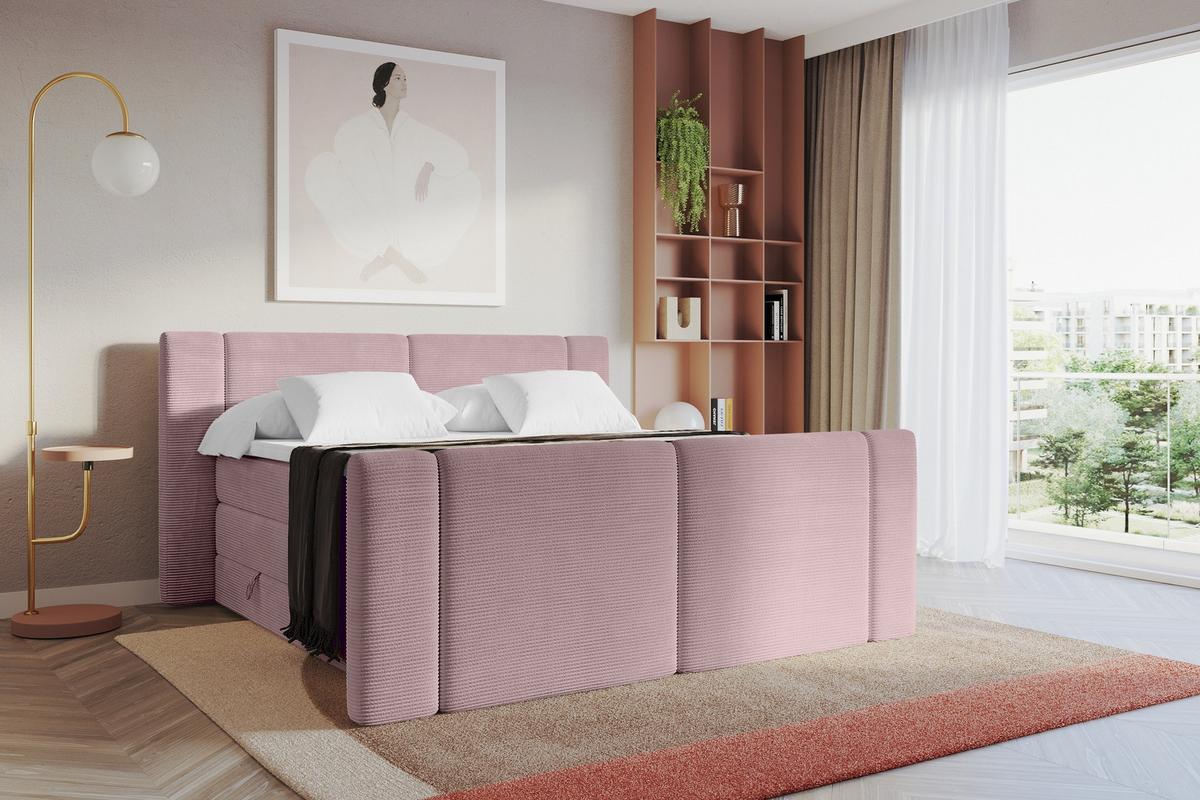 BOXSPRINGBETT mit Matratze H3/H4 - EVON KING Zanozek - 180x200 cm Rosa - Rosa, Holzwerkstoff (180/200cm) - ALTDECOR