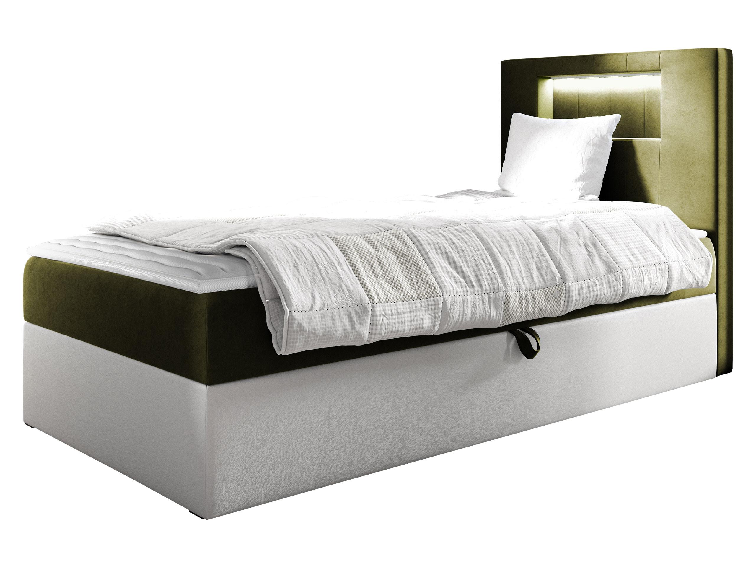 BOXBETT Gold Junior 1, Seite zum Öffnen des Bettkastens: Rechts - H3 - Weiß/Grün, Holz (80/200cm) - MIRJAN24